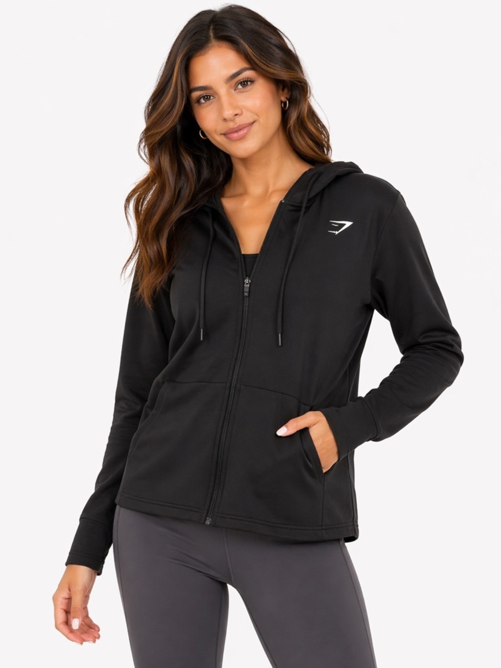 Gymshark Jet Black Zip-Up Hoodie